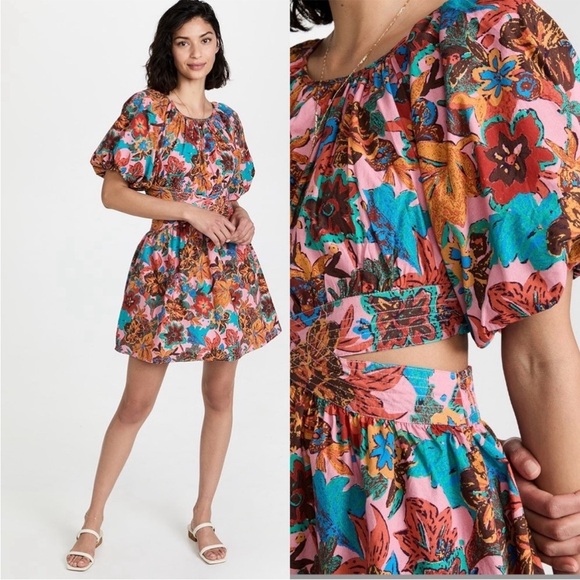 Love The Label Floral puff sleeve cutout mini dress